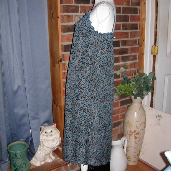 Mittoshop Leopard Animal Print Button Front Slip Ruffle Trim Midi Dress S - Picture 3 of 7